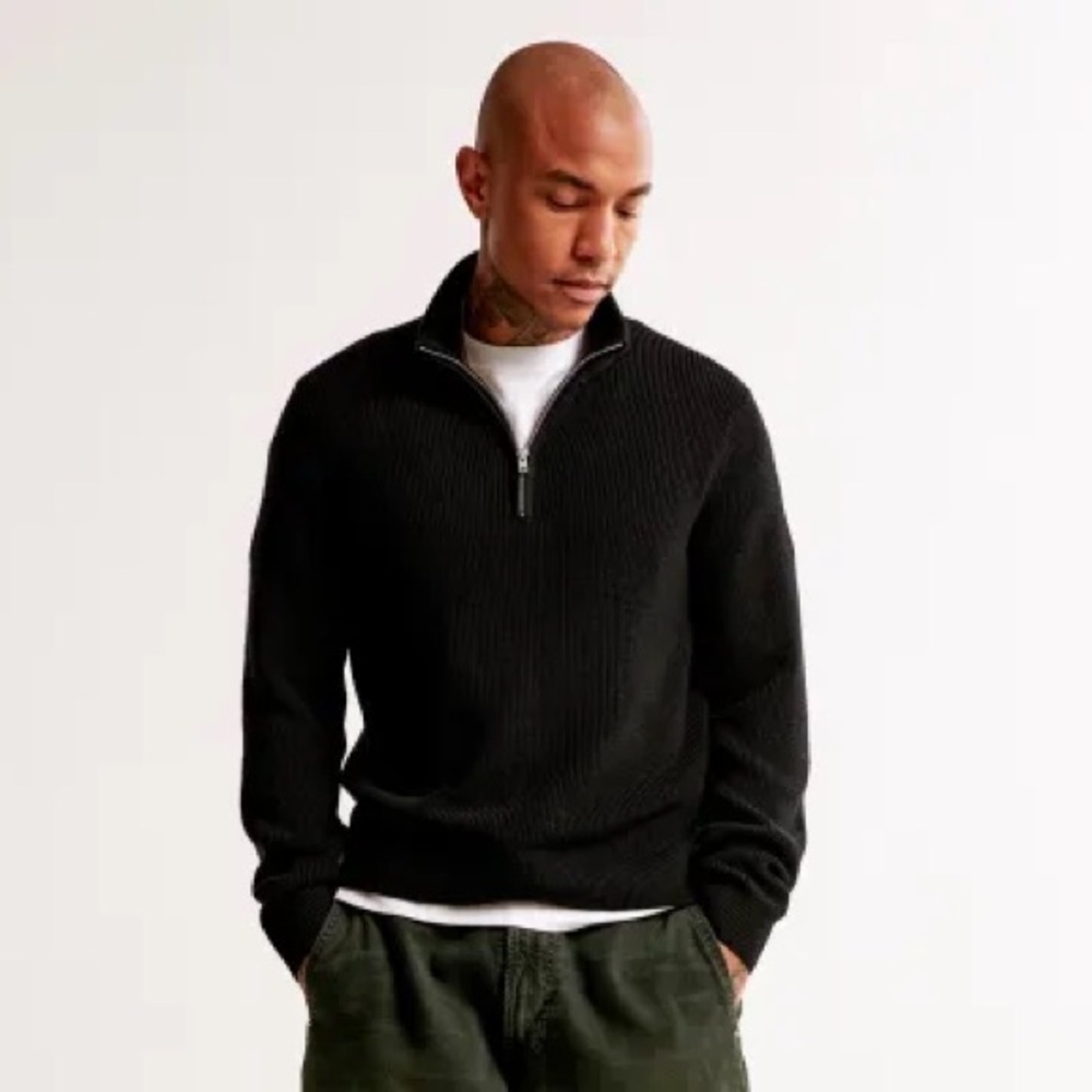 Abercrombie & Fitch Men's Merino Wool-Blend Quarter-Zip Sweater NWT - Size L